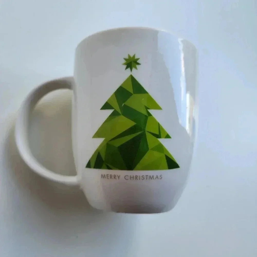 Crofton Christmas Merry Christmas Tree Holiday Cup Coffee Mug White Green